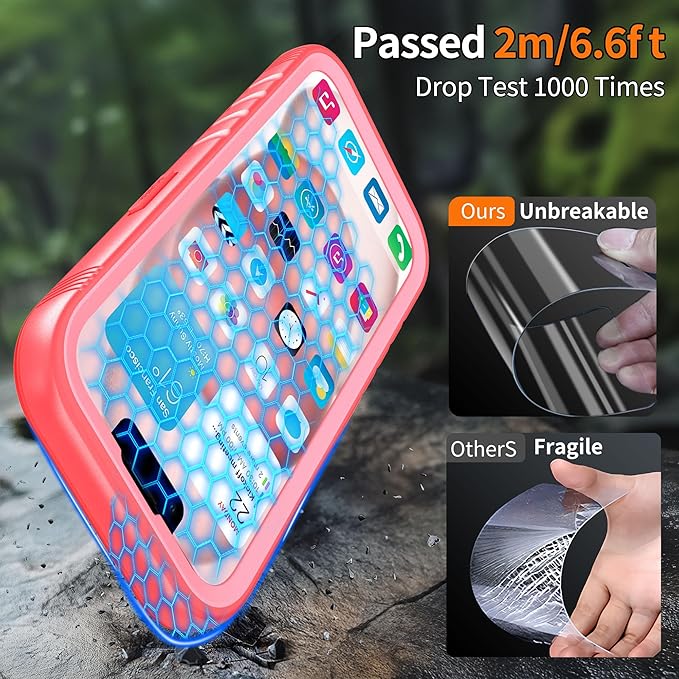 Cozycase for iPhone 15 Plus Waterproof Shockproof Dustproof Case - Heavy Duty/360 Full Body/Military Grade/Protective/Rugged 【8FT Drop Proof】 Built in Screen/Camera Protector with Lanyard Pink