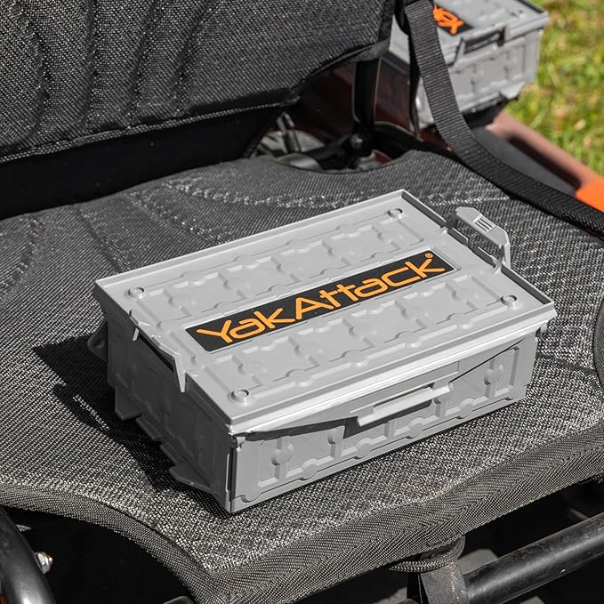YakAttack TracPak Stackable Storage Box – Battleship Grey | Kayak Fishing Gear Storage | Fits GearTrac & MightyMount | Kayak Accessories for Fishing Tackle & Tools | Compact 1 lb Weight