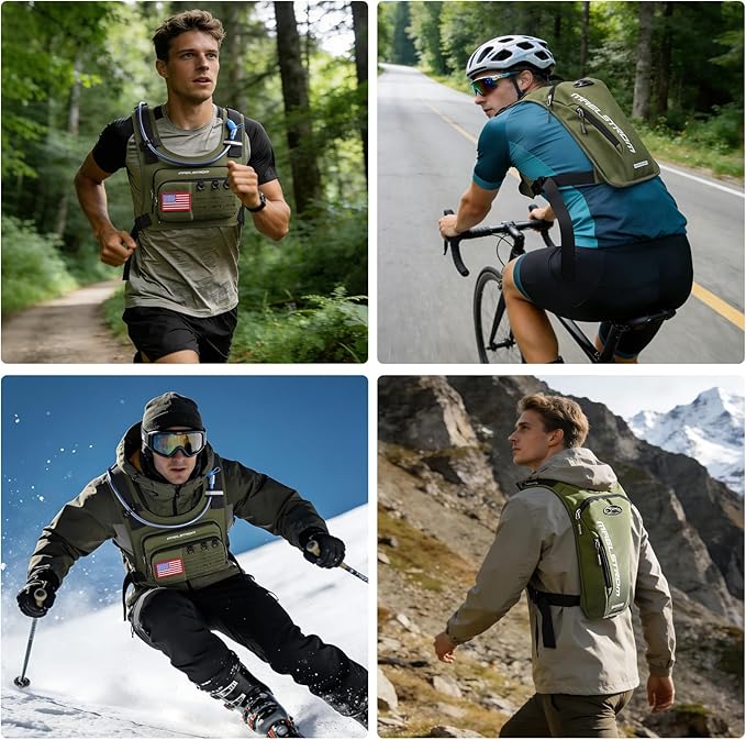Maelstrom Running Vest, Detachable Hydration Backpack for Men Women with 2L Water Bladder & Chest Pack, Breathable Hiking Water Backpack for Cycling, Climbing, Marathon