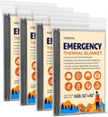 Emergency Blanket, Mylar Thermal Space Blanket for Survival Gear, 4 Pack, 82 in X 52 in