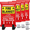 JJ CARE Fire Blanket – 40"x40" 4 Packs with Hooks – Emergency Fire Blanket for Home & Kitchen, High Heat Resistant Fire Suppression Blankets for Home Safety, Kitchen, and Camping