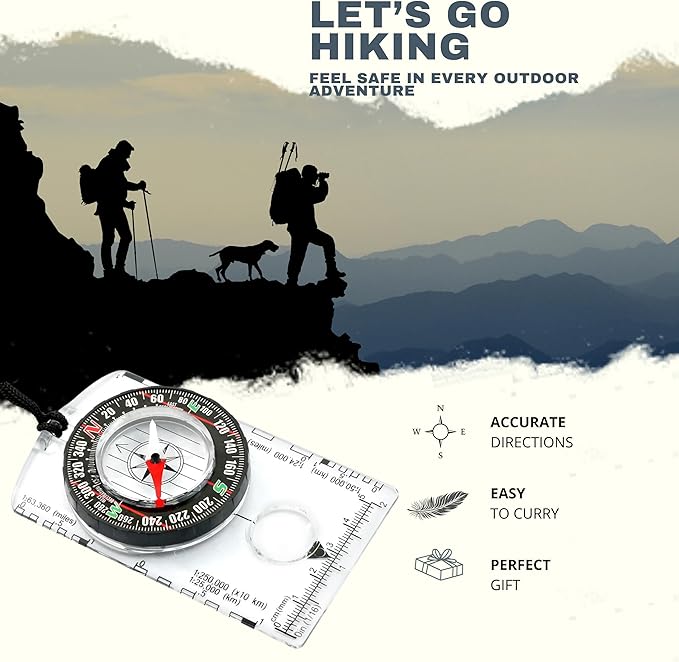 Trekker's Compass Crew Orienteering Compass, Pack of 2, Magnetic Navigation Set for Hiking, Camping, Backpacking, Scout Activities