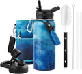 RAYMYLO Insulated Water Bottle 32 oz, Triple Wall Vacuum Stainless Steel (Cold for 24Hrs, Hot for 12Hrs), Leak Proof & Non-BPA, Modern Water Flask Jug with Paracord Handle & Straw Spout Lids