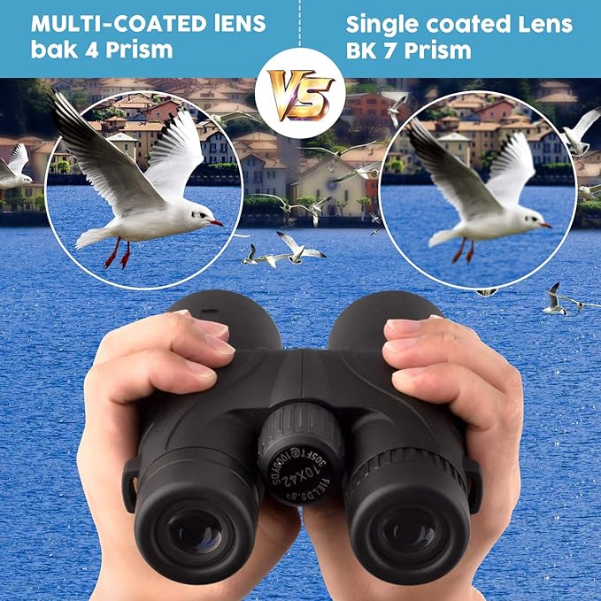10x42 Binoculars for Adults - Professional HD Roof BAK4 Prism Lens Binoculars for Bird Watching, Hunting, Travel, Sports, Cruise, with Carrying Bag (1.1Lbs)