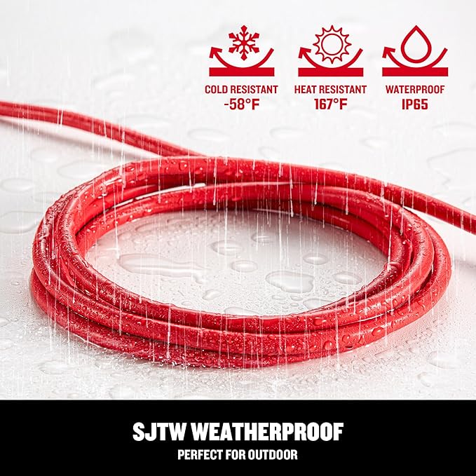 CRAFTSMAN 100 Ft. Indoor/Outdoor Extension Cord 16/3 SJTW, Waterproof Flexible Power Cable with 3-Prong Plug, 10A/1250W/125V, Heavy-Duty Contractor Cord, ETL Certified