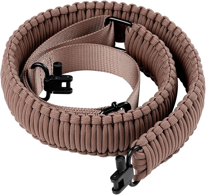 VVAAGG Two-Point Paracord Rifle Sling with Swivels, Non-Slip Gun Sling with Adjustable Length Strap