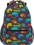 Wamika Monster Truck Kids Backpack Blue Racing Cars School Backpack Boy Girl Preschool Book Bag