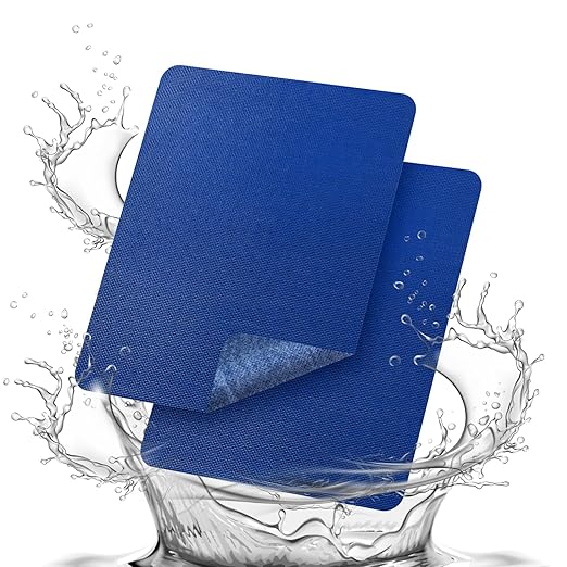 Waterproof Fabric Repair Patch, 9×11Inch 2 Pcs Self-Adhesive Fabric Repair Kit,PVC Repair Patch, for Tent, Canvas, Canopy,RV Awning Repair,Car Seats(Dark Blue)