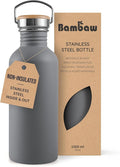 Bambaw 32 oz Non-insulated Stainless Steel Water Bottle - Gray Metal, Reusable & Portable, BPA Free - Stormy Gray