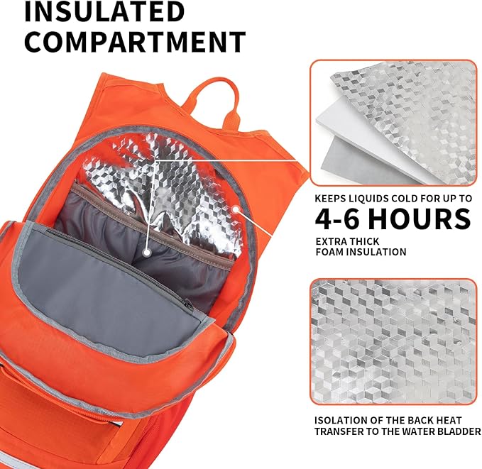 KABAQOO Hydration Backpack, 18L Multipurpose Hiking Backpack with 3L Water Bladder, Water Backpack Insulated Hydration Pack Ideal for Hiking and Cycling