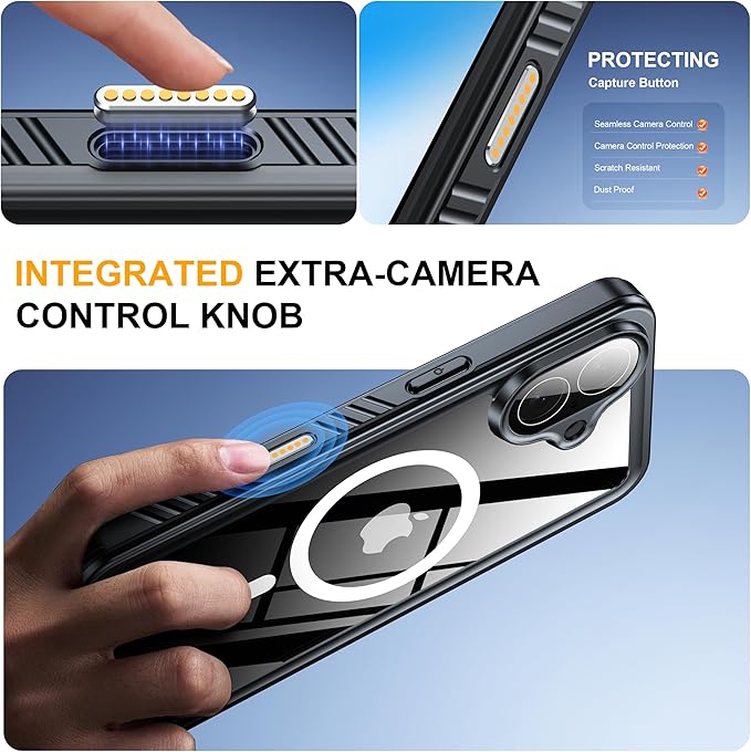 ANTSHARE for iPhone 17 Case, Compatible with Magsafe, IP68 Waterproof Case, [Built-in Screen Protector] - 12 FT Military Dropproof - Full Body Heavy Duty Rugged Phone Cover - Black/Clear