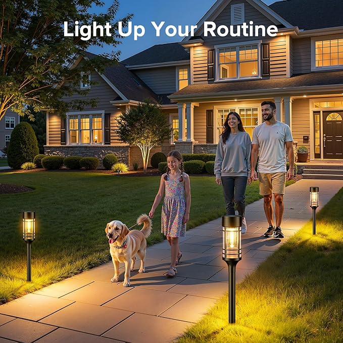 LETMY 12 Pack Solar Pathway Lights Outdoor, Solar Lights Outdoor Waterproof IP65, Bright Solar Garden Lights Outdoor, Auto On/Off Outdoor Solar Lights for Yard Walkway Driveway Landscape Garden Decor
