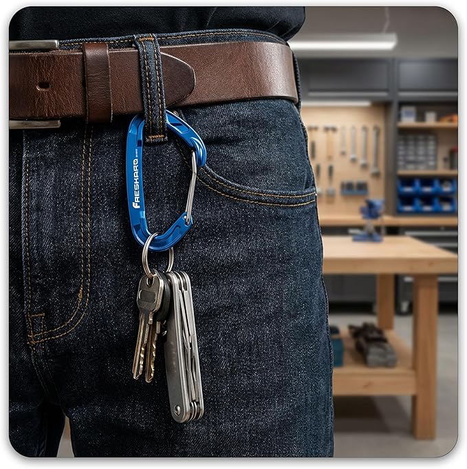 FresKaro 5pcs Nano Carabiner Clips, 8kN 1798lbs, Small Sturdy, Reliable Time-Tested Strong Spring Wiregate, Mini Size 2.37inch, Choice of 5colors