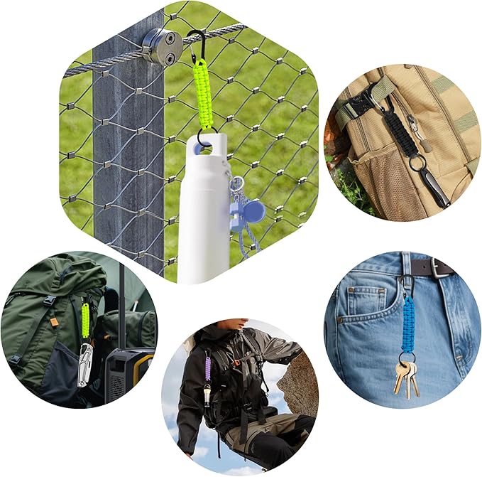 3PCS Paracord Keychain with Carabiner Clip, Braided Rope Key Chain Lanyard, Heavy Duty Paracord Keychain Ring for Men Women Outdoor Camping Hiking Backpack Survival Gear, Muitl-Color