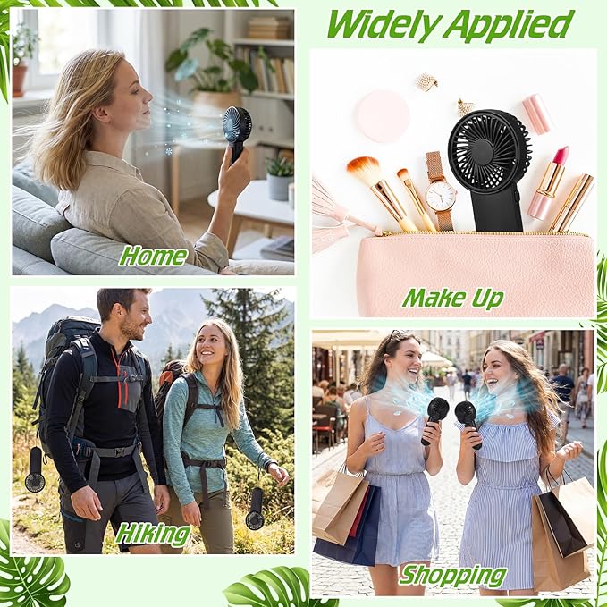 Sumind 12 Pcs Small Personal Portable Fan Mini Handheld Bulk 1 Speed Electric Cute Battery Powered for Neck Lash Makeup Women Men Travel Camping Indoor Outdoor Summer (Black)