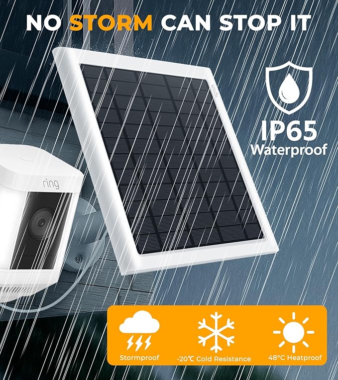 8W Solar Panel for Ring Camera, 2-Pack Solar Panel Charger Compatible with Ring Stick Up Cam Battery, Spotlight Cam Battery, Includes Barrel Plug to USB-C Adapter, IP65 Waterproof, 10ft Cable