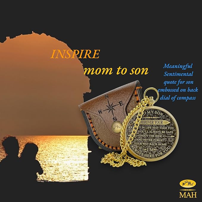 Brass Compass Gift to My Son Never Forget I Love You, Sentimental Keepsake from Mom Dad Grandparents, Inspirational Guidance Compass Gift for Son Graduation Birthday Baptism Confirmation Gift Idea