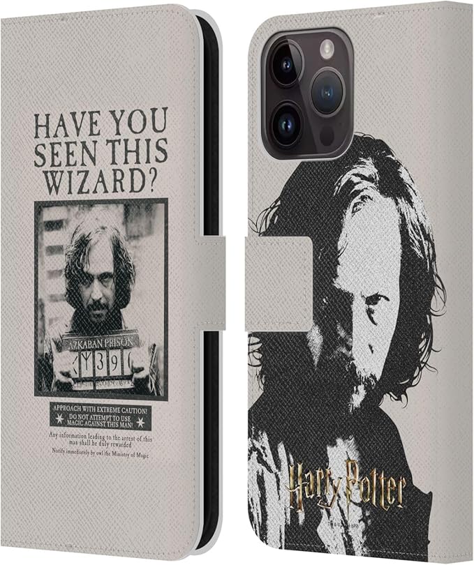 Head Case Designs Officially Licensed Harry Potter Sirius Black Poster Prisoner of Azkaban II Leather Wallet Case Compatible with Apple iPhone 15 Pro Max