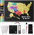 TRAVELISIMO Scratch Off Map of The United States, 12x17 inch Scratch USA with 25 Unique Accessories & Colorful Design, Perfect Scratch Map of United States for Travel, 50 States Travel Tracker