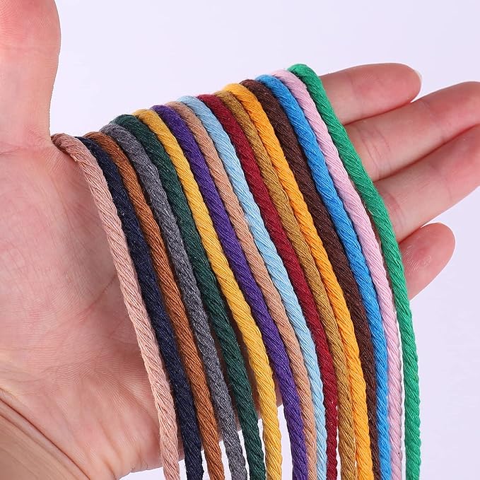 Gold Yellow Macrame Cord 4mm x 109Yards,Colored Cotton Rope Craft Cord Colorful Cotton Cord Twine for Wall Hanging Plant Hangers Crafts Knitting Decorative Projects