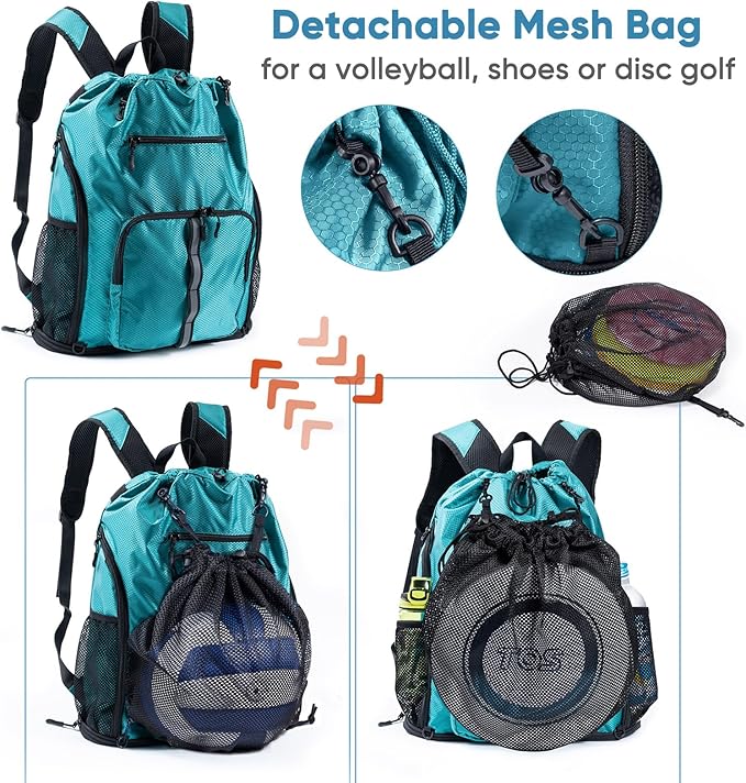 Large Beach Backpack Waterproof Sandproof - Customized Oversized Drawstring Pool Bag with Shoe Compartment for Toiletries, Towels, Gym, Travel