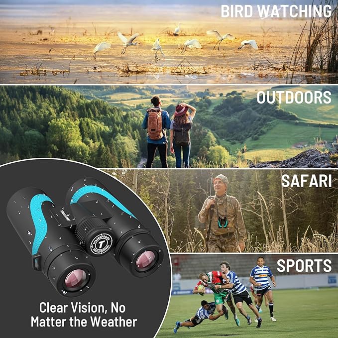 15x55 UHD Binoculars for Adults High Powered with Phone Adapter - Large View, BAK4 Prism, Waterproof, Lightweight for Bird Watching, Hunting, Cruise, Travel, Sports (Blue)