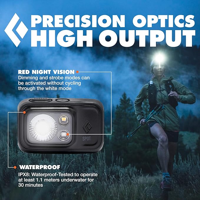BLACK DIAMOND Spot 400 Headlamp | 400 Lumens Brightness, Dimmable | Waterproof & Durable | 3X AAA Battery Operated (Included) | Ops Black