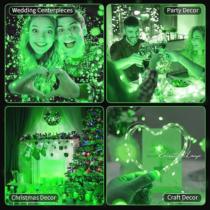 20 Pack LED Fairy Lights Battery Operated,7FT 20 LED Waterproof Mini Twinkle String Lights for Wedding Party Christmas Decorations,Green