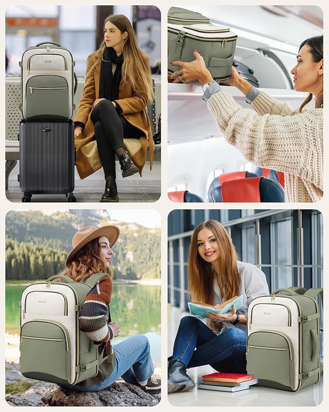 LOVEVOOK Travel Essentials Carry on Backpack 40L Travels Backpack for Women,Waterproof TSA Personal Item Travels Bag Airline Flight Approved,Large Carry on Luggage Laptop Backpack with Packing Cubes