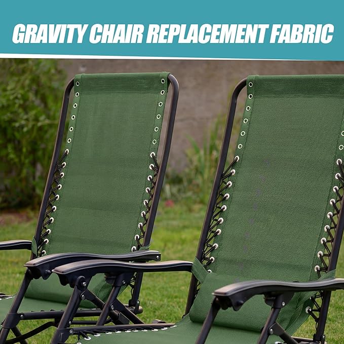 Queekay Chair Replacement Fabric with 4 Bungee Cord Lounge Chair Cloth Mesh Repair Kit for Patio Recliner Outdoor Lawn Pool(63 x 17 Inch,Sage Green)
