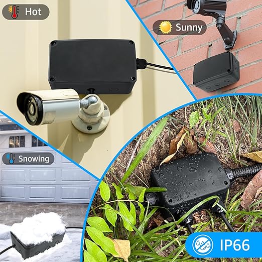 SuperInk Waterproof Electrical Junction Box Outdoor Black, IP66 Plastic Enclosure 7.1"x4.5"x4" (181x111x100mm), Weatherproof Project Box with M20 Cable Gland Entry, ABS Case for Garden, Workshop, DIY