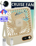 Nordmoose Cruise Ship Approved Fan – Up To 16 Hours Battery Life, USB Rechargeable, Battery-Powered Travel Fan for Sleeping – Magnetic Hook Included for Easy Hanging on Cabin Walls & Ceilings