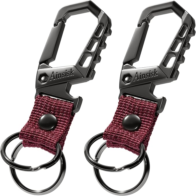 Heavy duty key chain,bottle opener function car keychains,versatile metal snap hook carabiner clip and 2 key rings