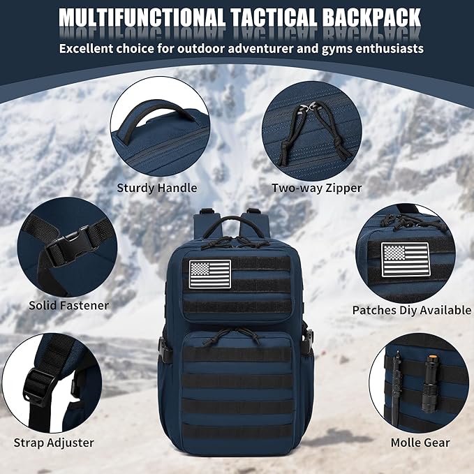Wotony Military Tactical Backpack for Men Waterproof Daypack 3 Day Assault Pack Molle Bag with Water Bottle Holder