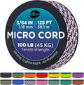 TECEUM Micro Paracord – 1.18 mm X 125 ft – Micro Utility Cord – Thin Braided Paracord Rope – Best for Crafting, DIY Projects, Fishing, Camping – Wind Chime Replacement – Survival Strong String