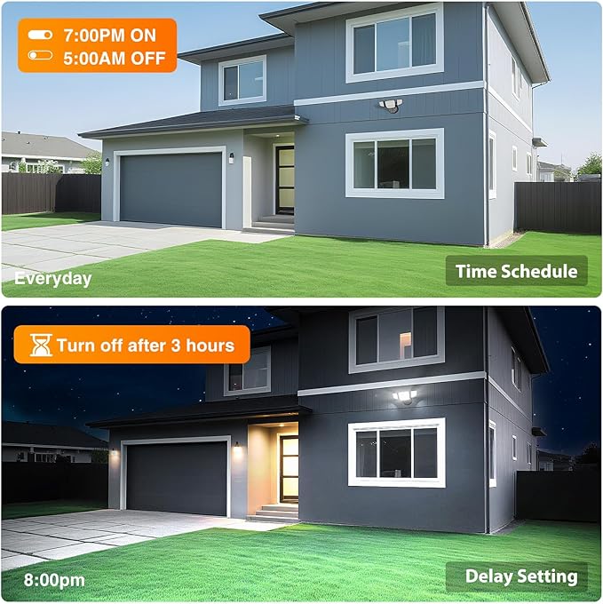 Onforu 65W Smart LED Flood Lights Outdoor, 6500LM Brightness Adjustable, APP Control Tunable 2700K-6500K, WiFi Alexa Security Lights with Timer & 4 Lighting Head, Exterior Floodlight for Yard Garage