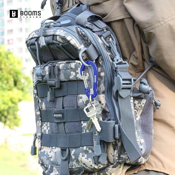 Booms Fishing CC5 Multi-Use Carabiner Clips, 10 Pack 2.3"/ 3.1" Caribeener Clips, Mini Keychain Caribeaner Clip, Aluminum D Ring Carabiners