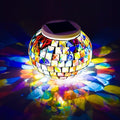 WSgift Color Changing Solar Powered Glass Mosaic Ball Led Garden Lights, Rechargeable Outdoor Waterproof Solar Night Lights Table Lamps for Decorations, Ideal Gifts