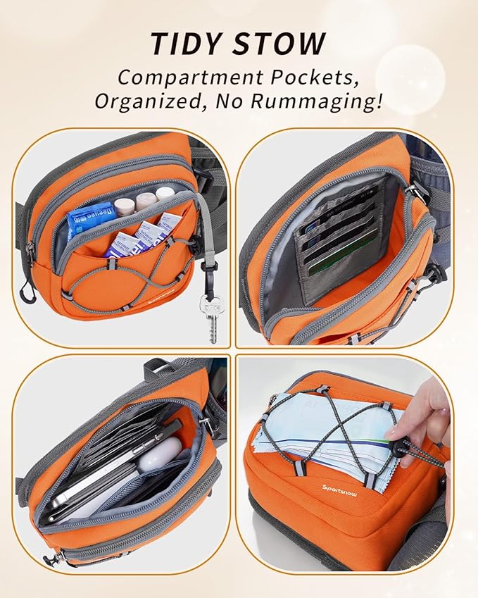 sportsnew Hydration Waist Pack with Water Bottle Holder, 2L Large Fanny Pack for Running Hiking Dog Walking, Water-Resistant Crossbody Waist Bag for Men Women, Patent Pending