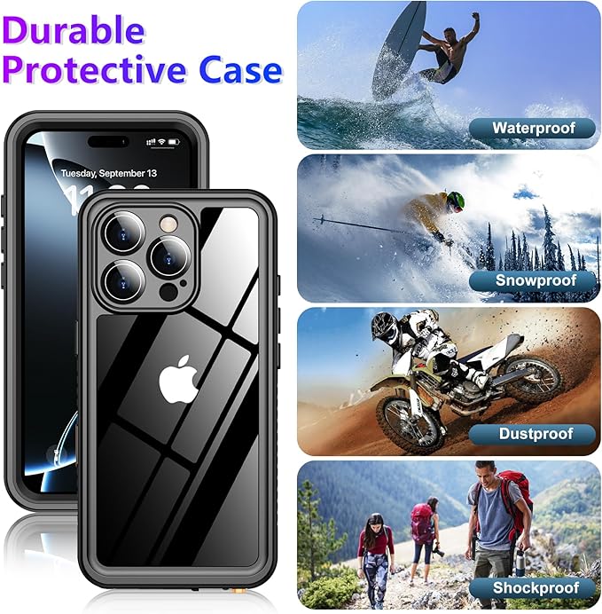 2025 New Designed for iPhone 16 Pro Case Waterproof, [Built-in Screen Protector & Glass Camera Protector][Full Body Shockproof][IP68 Underwater][Dustproof][Dropproof] Phone Case for iPhone 16 Pro 6.3"