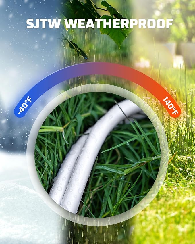 DEWENWILS 3 Foot Extension Cord, 16 AWG SJTW Weatherproof Power Cable for Indoor Use, 3 Prong Grounded Outlets Plugs, ETL Listed, White, 2 Pack