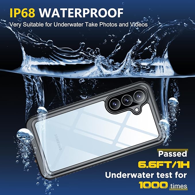 SPIDERCASE for Samsung Galaxy S26 Plus Waterproof Case, [12FT Military-Grade Drop Protection] IP68 Underwater [Built-in Screen Protector] Full Body Sealed Protection Phone Case 6.7", Black/Clear