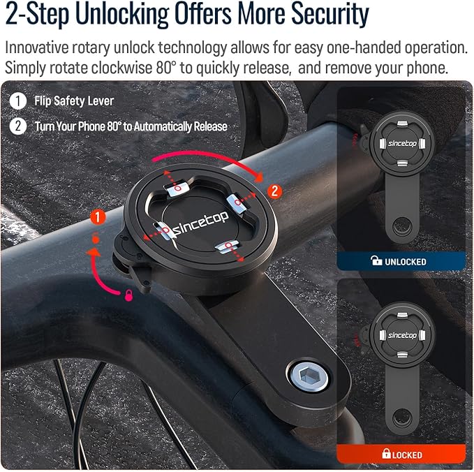 sincetop Bike Phone Mount,Mountain Bicycle Stem Cap Phone Holder,Universal Aluminum Handlebar Phone Clamp,MTB Road Bike Cycling Mobile Phone Clip,Quick Attach/Release 【Series C-2nd Gen】