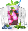 ALIMOTA Stackable Drinking Glasses 385ml Set of 6, Dishwasher Safe Acrylic Tumblers for Water, Juice, Cocktail - Portable for Camping, Picnics & BBQ Parties