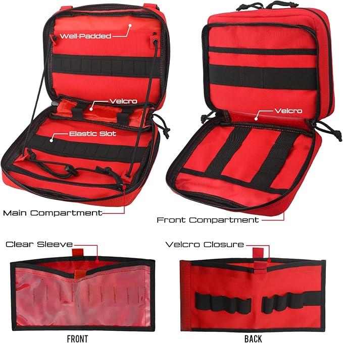 WYNEX Tactical Molle Admin Pouch of Double Layer Design, Admin Pouches Molle Attachment Military Medical EMT Organizer with Map Pocket EDC EMT Pack IFAK Tool Holder Universal U.S.A Patch Included