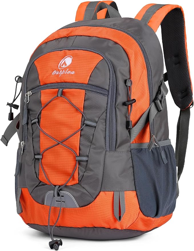 25L Small Hiking Backpack with Chest Strap for Men Women, Waterproof Travel Backpack Day Pack, Lightweight Padded Hiking Daypacks for Camping Traveling Outdoor Sports, Orange