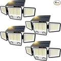 MDCMDCM Solar Motion Sensor Outdoor Lights Waterproof - 3000LM 3 Modes Security Lights Outdoor 270° Illumination IP65 LED Solar Flood Wall Light for Garden Yard Patio Pathway (Modern, 4)