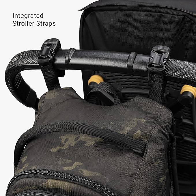 Tactical Baby Gear Daypack Tactical Diaper Bag Backpack for Dads - MOLLE compatible, Built-in Changing Mat, Stroller Straps (Multicam Black 4th Gen)