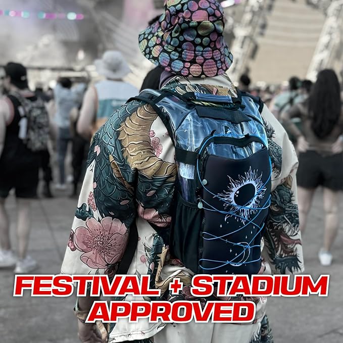 RAVERUNNER® Anti-Theft Hydration Backpack | Festival Approved Rave Backpack for Concert Goers, Leak-Free Festival Water Backpack for EDC, Rave Hydration Pack