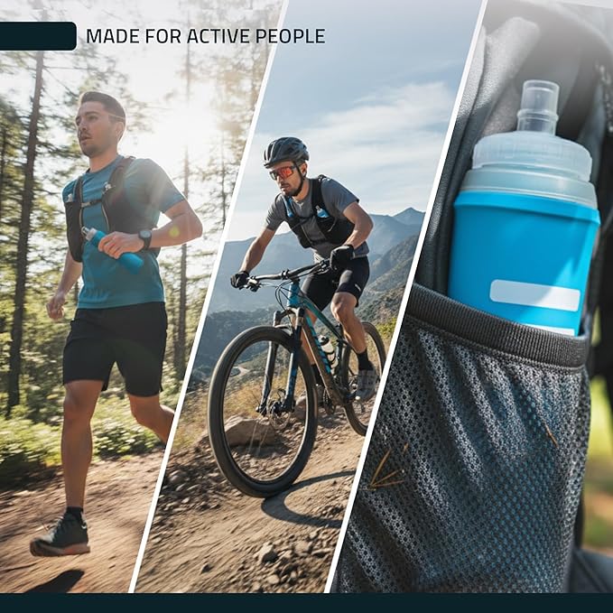 FITLY Soft Flask - Shrink As You Drink Soft Water Bottle for Hydration Pack - Folding Water Bottle Ideal for Running, Hiking, Cycling, Climbing & Rigorous Activity